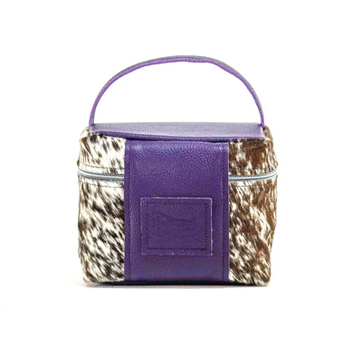 Caboose - Chocolate & White w/ Purple Leather-Caboose-Western-Cowhide-Bags-Handmade-Products-Gifts-Dancing Cactus Designs