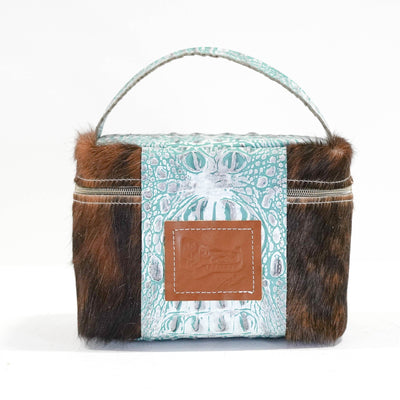 Caboose - Dark Brindle w/ Turquoise Sand Croc-Caboose-Western-Cowhide-Bags-Handmade-Products-Gifts-Dancing Cactus Designs