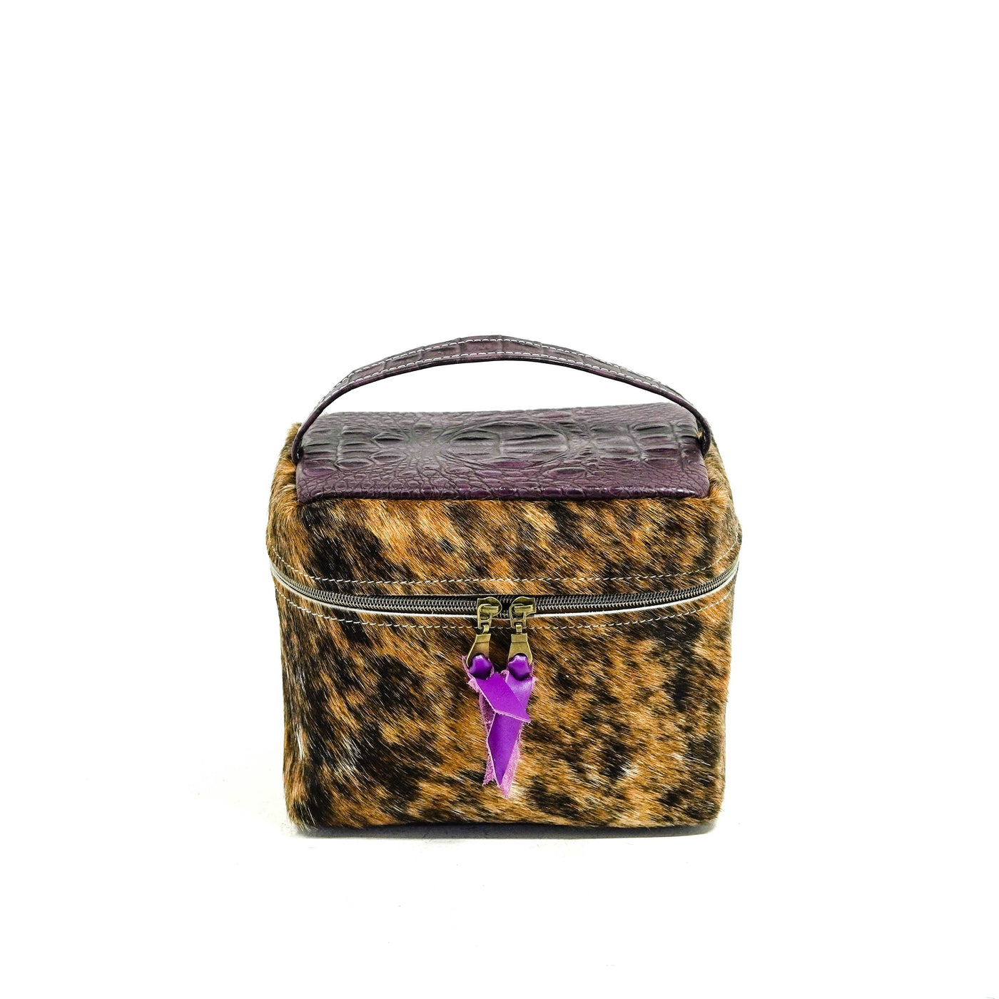 Caboose - Exotic Brindle w/ Amethyst Croc-Caboose-Western-Cowhide-Bags-Handmade-Products-Gifts-Dancing Cactus Designs