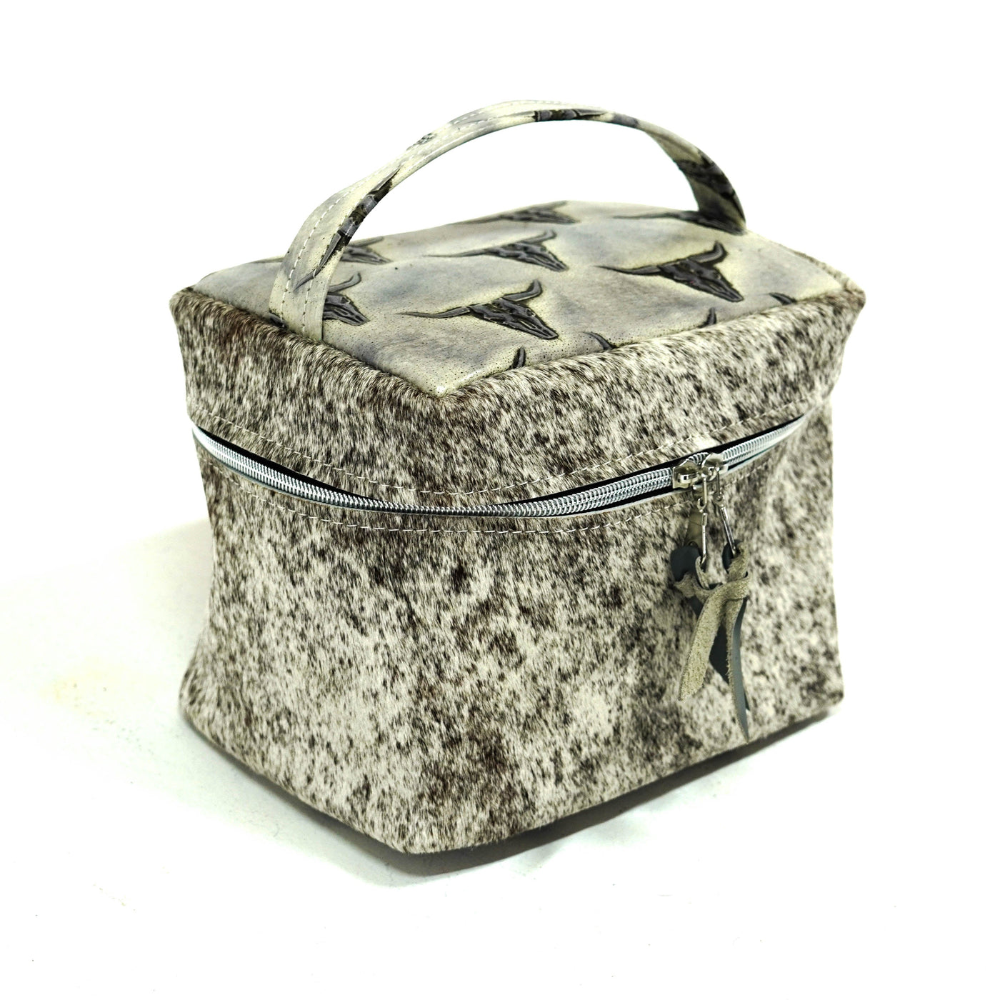 Caboose - Grey Brindle w/ Smoke Show Skulls-Caboose-Western-Cowhide-Bags-Handmade-Products-Gifts-Dancing Cactus Designs