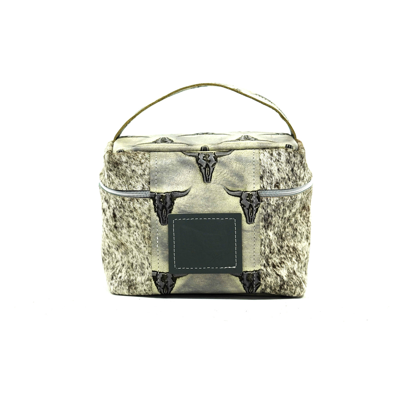 Caboose - Grey Brindle w/ Smoke Show Skulls-Caboose-Western-Cowhide-Bags-Handmade-Products-Gifts-Dancing Cactus Designs