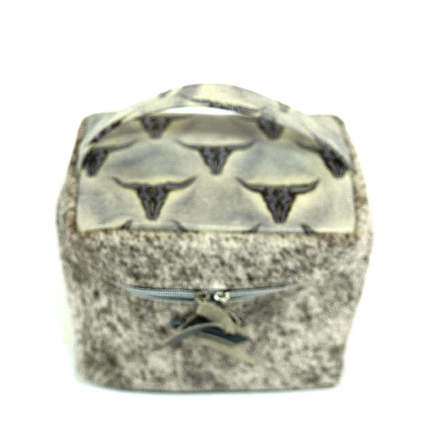 Caboose - Grey Brindle w/ Smoke Show Skulls-Caboose-Western-Cowhide-Bags-Handmade-Products-Gifts-Dancing Cactus Designs