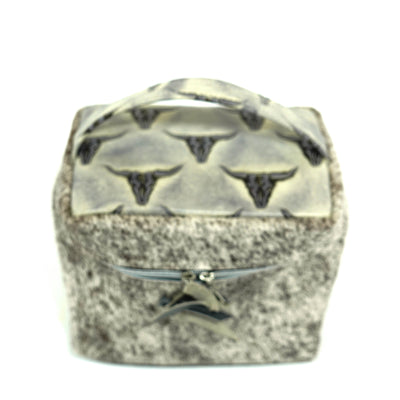 Caboose - Grey Brindle w/ Smoke Show Skulls-Caboose-Western-Cowhide-Bags-Handmade-Products-Gifts-Dancing Cactus Designs