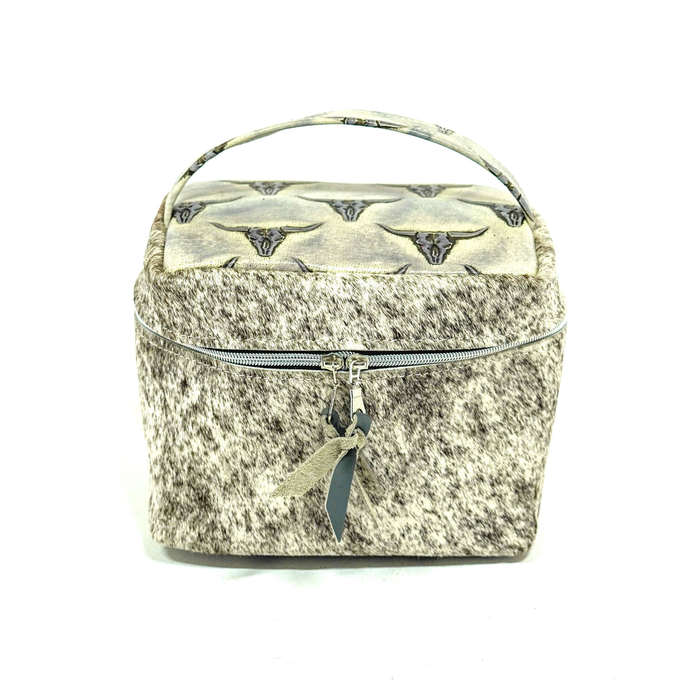Caboose - Grey Brindle w/ Smoke Show Skulls-Caboose-Western-Cowhide-Bags-Handmade-Products-Gifts-Dancing Cactus Designs