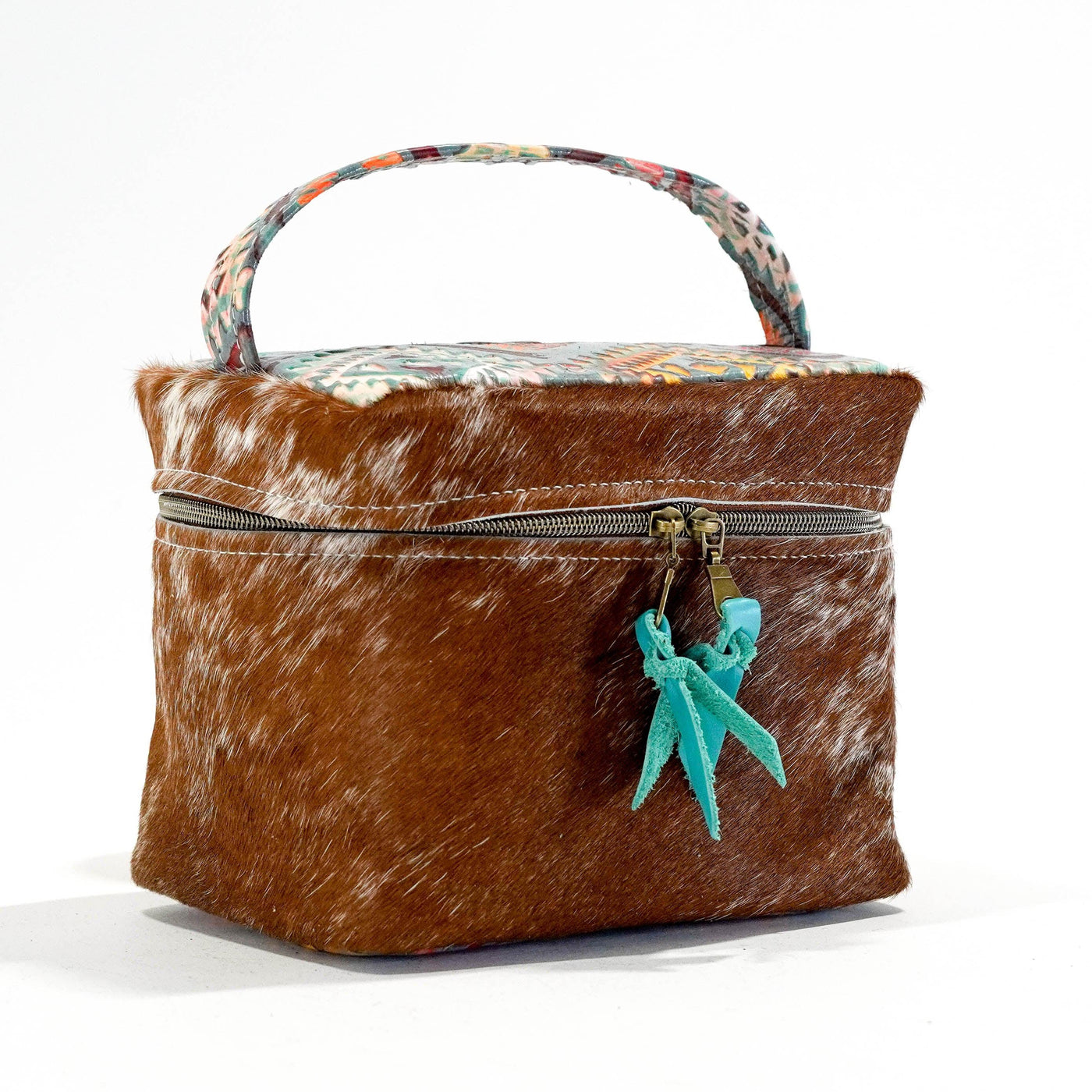 Caboose - Longhorn w/ Rainbow Aztec-Caboose-Western-Cowhide-Bags-Handmade-Products-Gifts-Dancing Cactus Designs