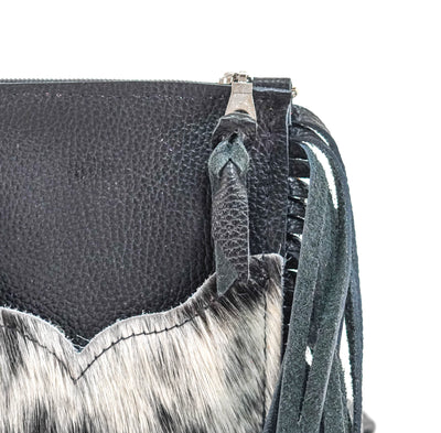 Carrie - Black & White w/ Black Leather-Carrie-Western-Cowhide-Bags-Handmade-Products-Gifts-Dancing Cactus Designs