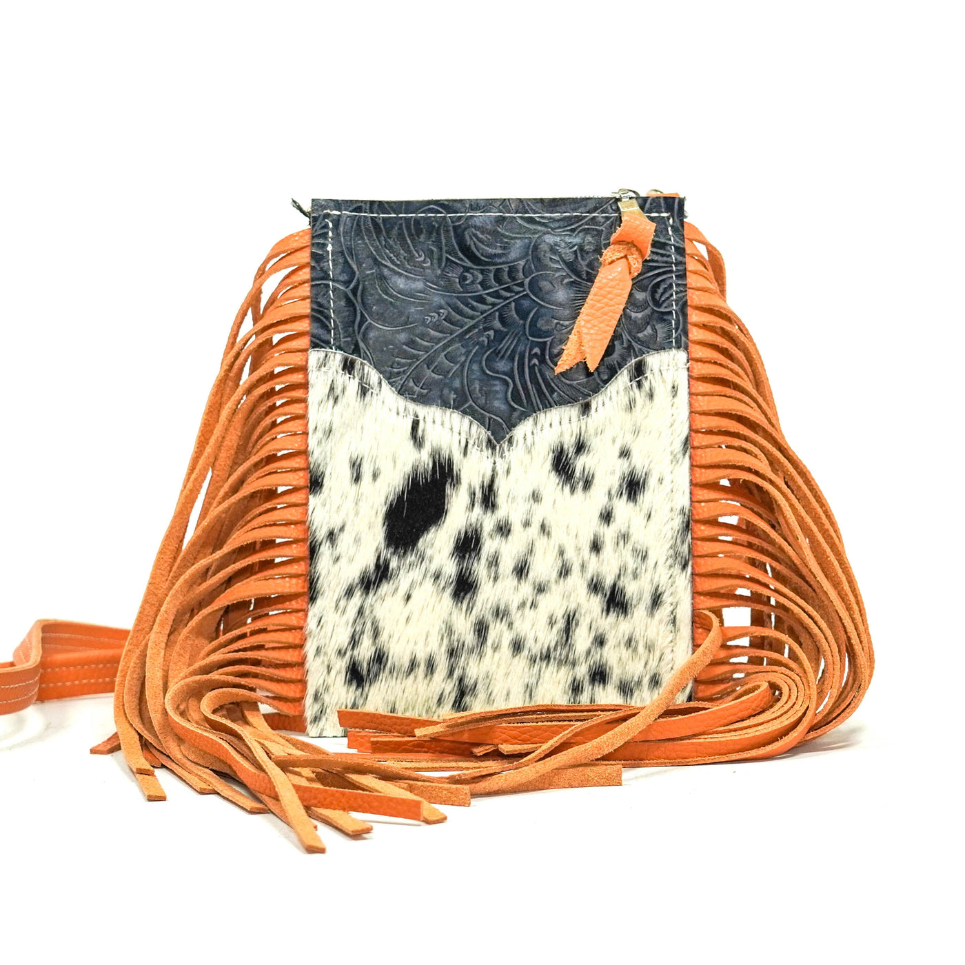 Carrie - Black & White w/ Blue Jean Tool-Carrie-Western-Cowhide-Bags-Handmade-Products-Gifts-Dancing Cactus Designs
