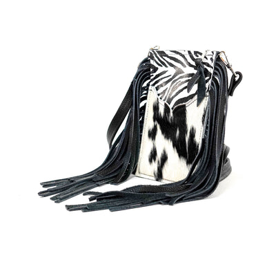 Carrie - Black & White w/ Zebra Leather-Carrie-Western-Cowhide-Bags-Handmade-Products-Gifts-Dancing Cactus Designs