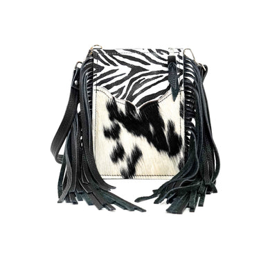 Carrie - Black & White w/ Zebra Leather-Carrie-Western-Cowhide-Bags-Handmade-Products-Gifts-Dancing Cactus Designs