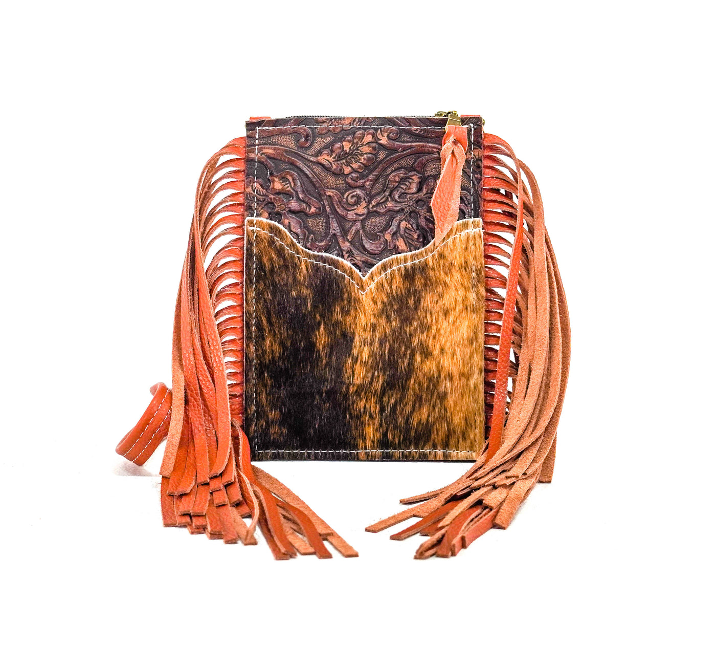Carrie - Brindle w/ Cowboy Tool-Carrie-Western-Cowhide-Bags-Handmade-Products-Gifts-Dancing Cactus Designs
