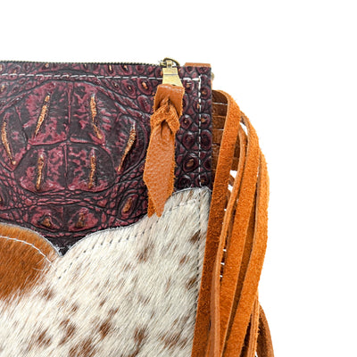 Carrie - Longhorn w/ Burgundy Croc-Carrie-Western-Cowhide-Bags-Handmade-Products-Gifts-Dancing Cactus Designs