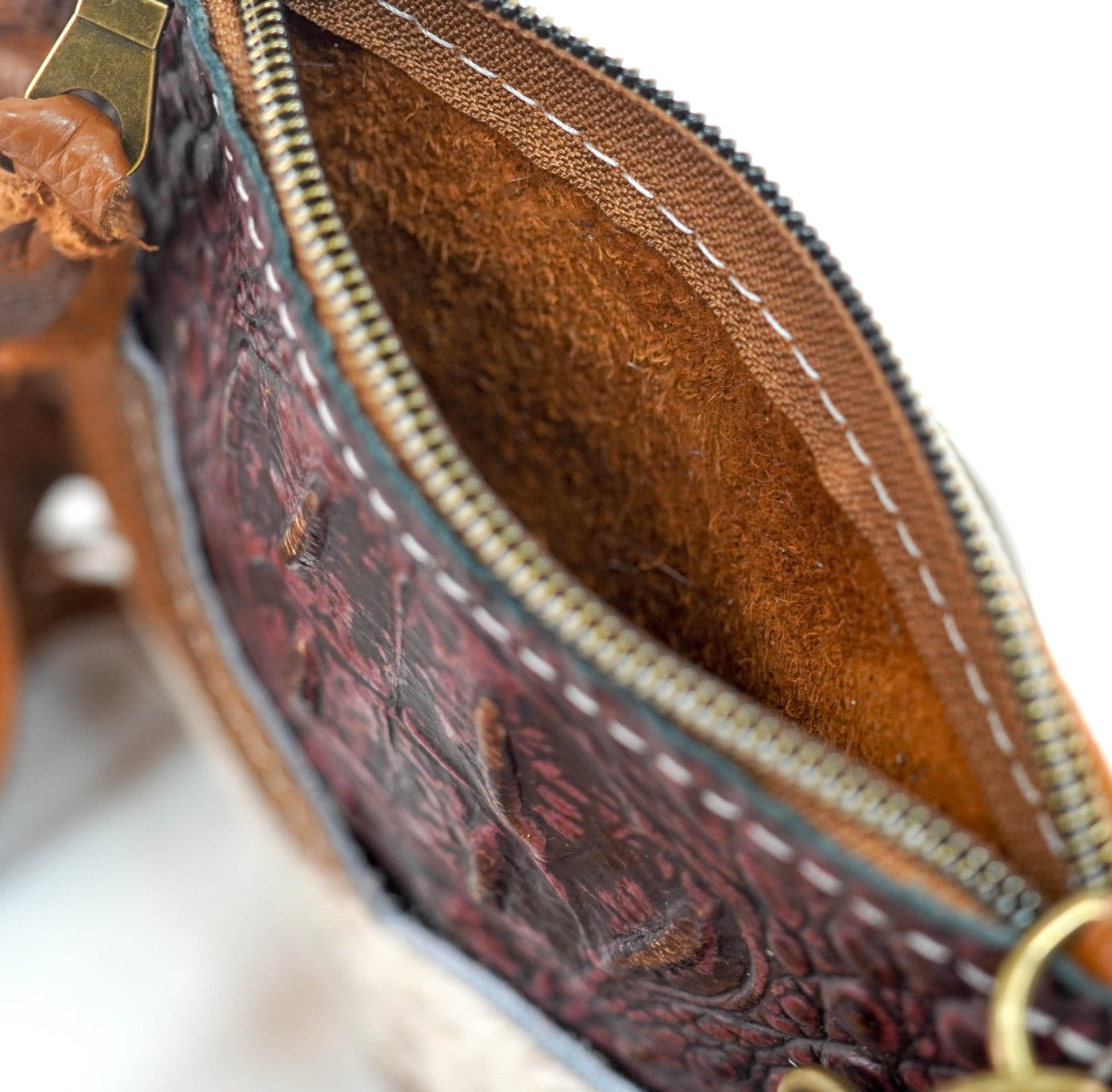 Carrie - Longhorn w/ Burgundy Croc-Carrie-Western-Cowhide-Bags-Handmade-Products-Gifts-Dancing Cactus Designs