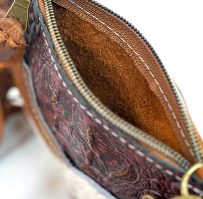 Carrie - Longhorn w/ Burgundy Croc-Carrie-Western-Cowhide-Bags-Handmade-Products-Gifts-Dancing Cactus Designs