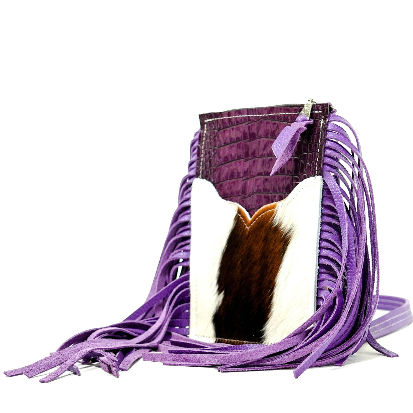 Carrie - Tricolor w/ Amethyst Croc-Carrie-Western-Cowhide-Bags-Handmade-Products-Gifts-Dancing Cactus Designs