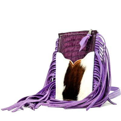 Carrie - Tricolor w/ Amethyst Croc-Carrie-Western-Cowhide-Bags-Handmade-Products-Gifts-Dancing Cactus Designs