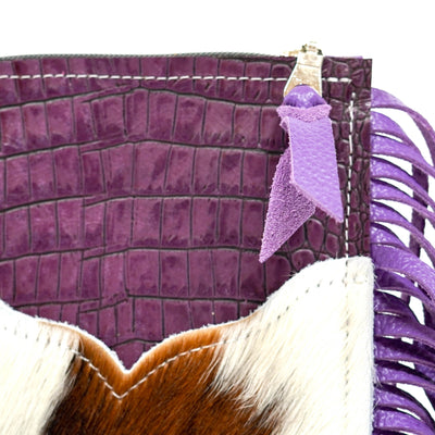 Carrie - Tricolor w/ Amethyst Croc-Carrie-Western-Cowhide-Bags-Handmade-Products-Gifts-Dancing Cactus Designs