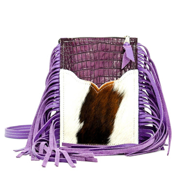 Carrie - Tricolor w/ Amethyst Croc-Carrie-Western-Cowhide-Bags-Handmade-Products-Gifts-Dancing Cactus Designs