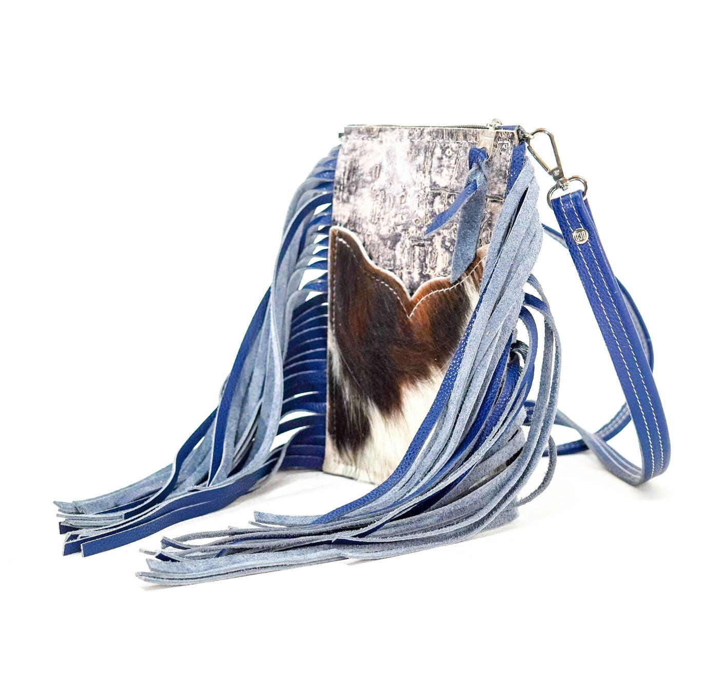 Carrie - Tricolor w/ Denim Driftwood-Carrie-Western-Cowhide-Bags-Handmade-Products-Gifts-Dancing Cactus Designs