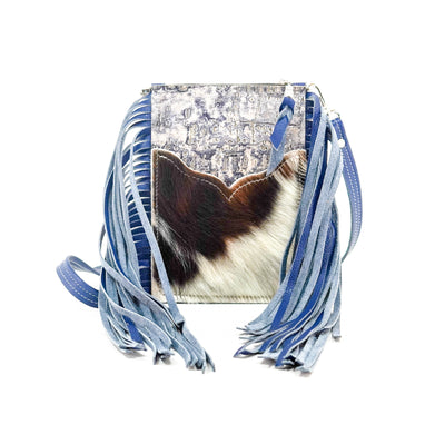 Carrie - Tricolor w/ Denim Driftwood-Carrie-Western-Cowhide-Bags-Handmade-Products-Gifts-Dancing Cactus Designs