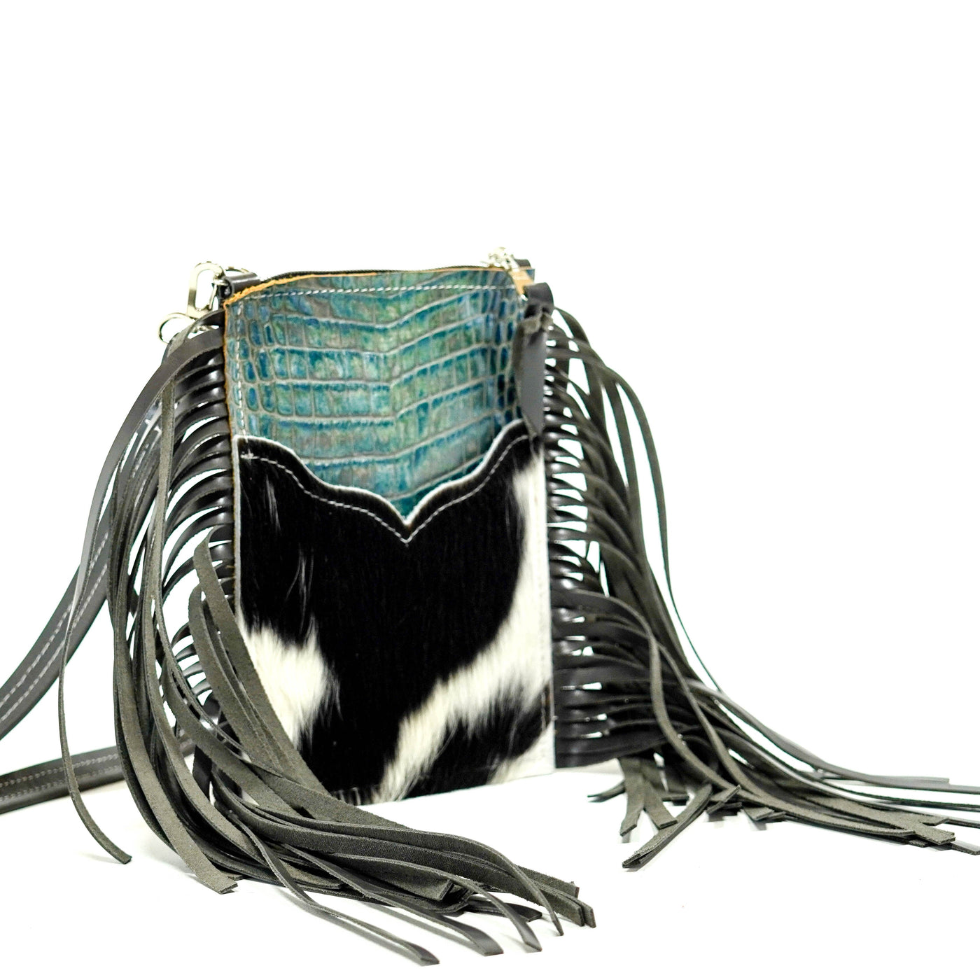 Carrie - Tricolor w/ Mermaid Croc-Carrie-Western-Cowhide-Bags-Handmade-Products-Gifts-Dancing Cactus Designs