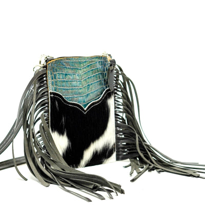 Carrie - Tricolor w/ Mermaid Croc-Carrie-Western-Cowhide-Bags-Handmade-Products-Gifts-Dancing Cactus Designs