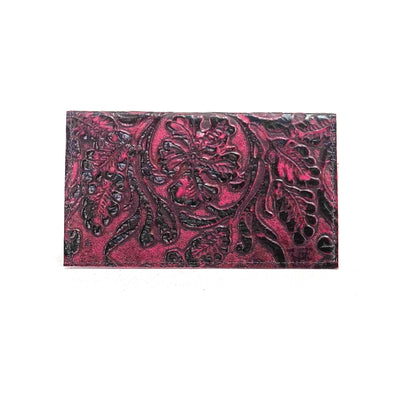 Checkbook Cover - All Embossed w/ Burgundy Tool-Checkbook Cover-Western-Cowhide-Bags-Handmade-Products-Gifts-Dancing Cactus Designs