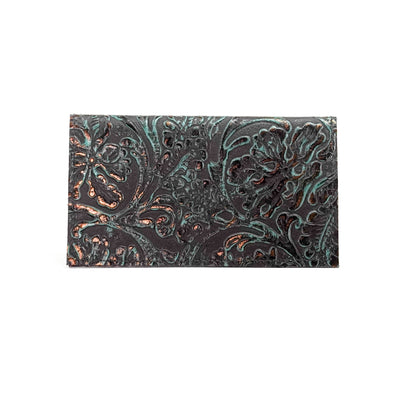 Checkbook Cover - All Embossed w/ Mint Chocolate Tool-Checkbook Cover-Western-Cowhide-Bags-Handmade-Products-Gifts-Dancing Cactus Designs