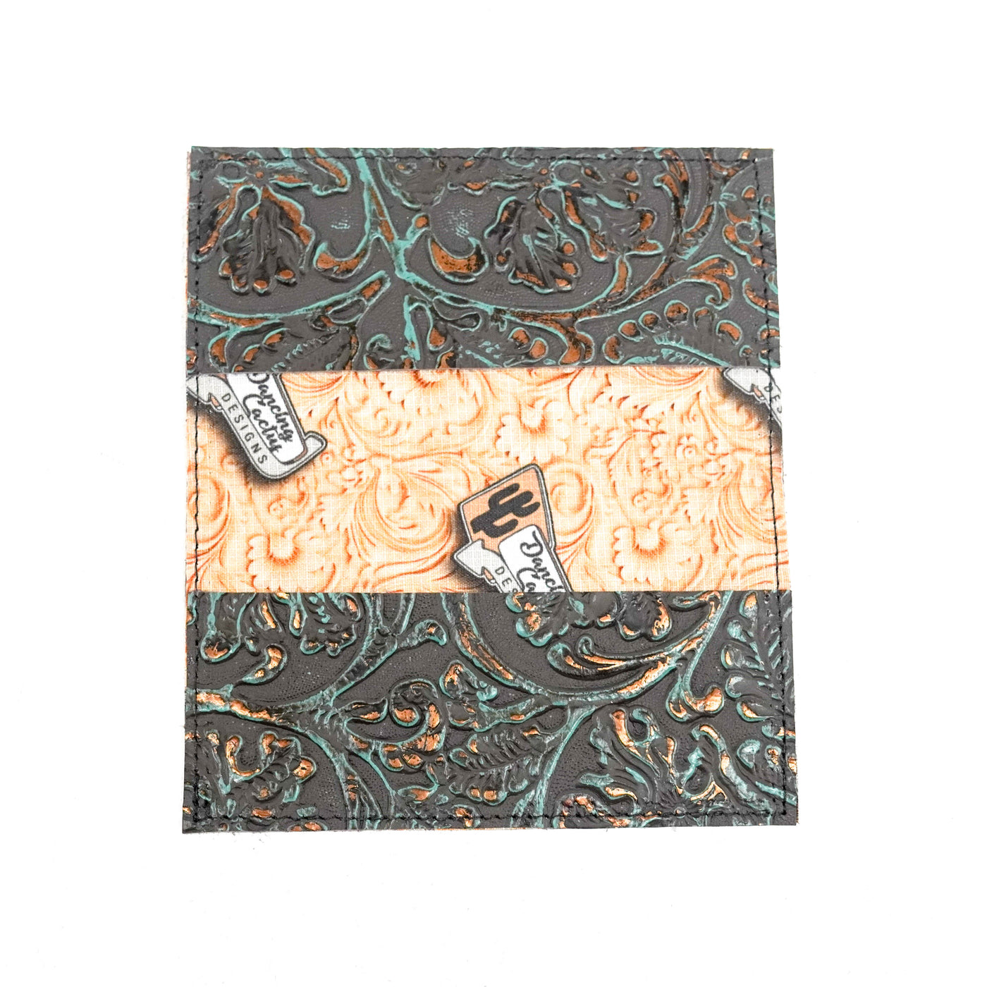Checkbook Cover - All Embossed w/ Mint Chocolate Tool-Checkbook Cover-Western-Cowhide-Bags-Handmade-Products-Gifts-Dancing Cactus Designs