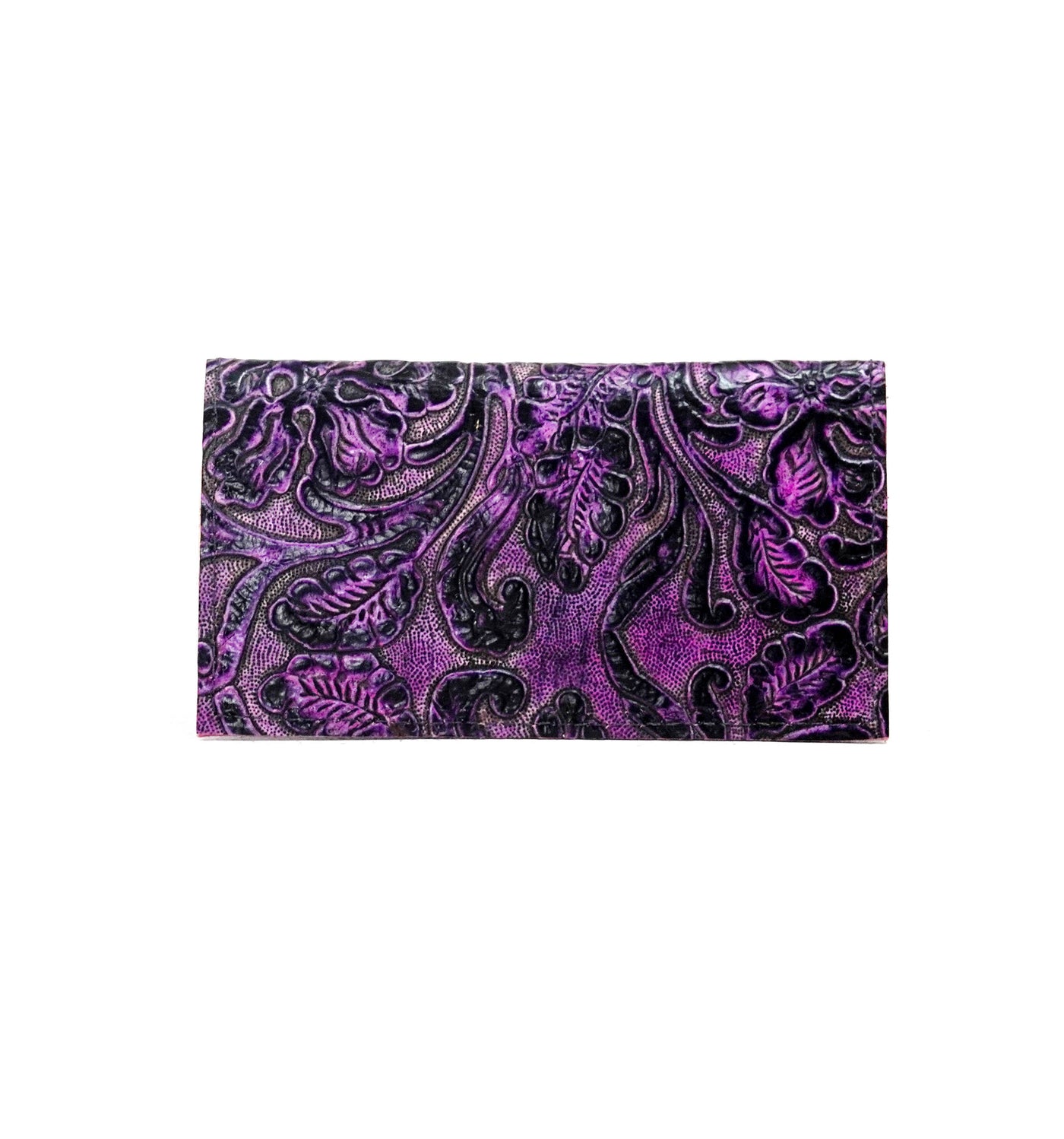 Checkbook Cover - All Embossed w/ Orchid Tool-Checkbook Cover-Western-Cowhide-Bags-Handmade-Products-Gifts-Dancing Cactus Designs