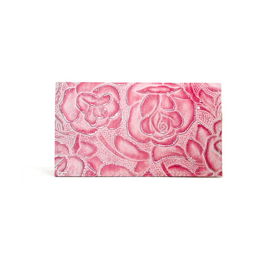 Checkbook Cover - All Embossed w/ Pink Roses-Checkbook Cover-Western-Cowhide-Bags-Handmade-Products-Gifts-Dancing Cactus Designs