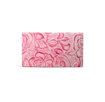 Checkbook Cover - All Embossed w/ Pink Roses-Checkbook Cover-Western-Cowhide-Bags-Handmade-Products-Gifts-Dancing Cactus Designs