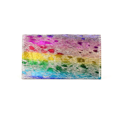 Checkbook Cover - Rainbow Acid w/ Mermaid Croc-Checkbook Cover-Western-Cowhide-Bags-Handmade-Products-Gifts-Dancing Cactus Designs