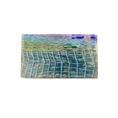 Checkbook Cover - Rainbow Acid w/ Mermaid Croc-Checkbook Cover-Western-Cowhide-Bags-Handmade-Products-Gifts-Dancing Cactus Designs