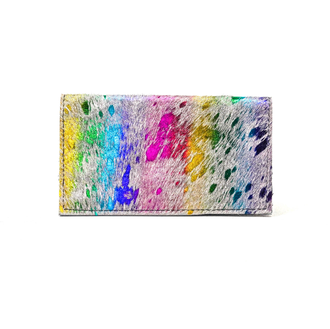 Checkbook Cover - Rainbow Acid w/ Navy Navajo-Checkbook Cover-Western-Cowhide-Bags-Handmade-Products-Gifts-Dancing Cactus Designs