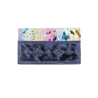 Checkbook Cover - Rainbow Acid w/ Navy Navajo-Checkbook Cover-Western-Cowhide-Bags-Handmade-Products-Gifts-Dancing Cactus Designs