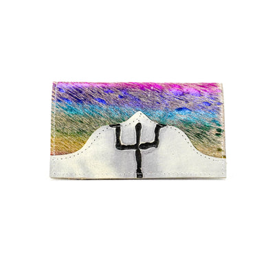 Checkbook Cover - Rainbow Acid w/ Smoke Show Brands-Checkbook Cover-Western-Cowhide-Bags-Handmade-Products-Gifts-Dancing Cactus Designs