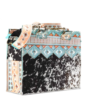 Clerk - Black & White w/ Mandarine Navajo-Clerk-Western-Cowhide-Bags-Handmade-Products-Gifts-Dancing Cactus Designs