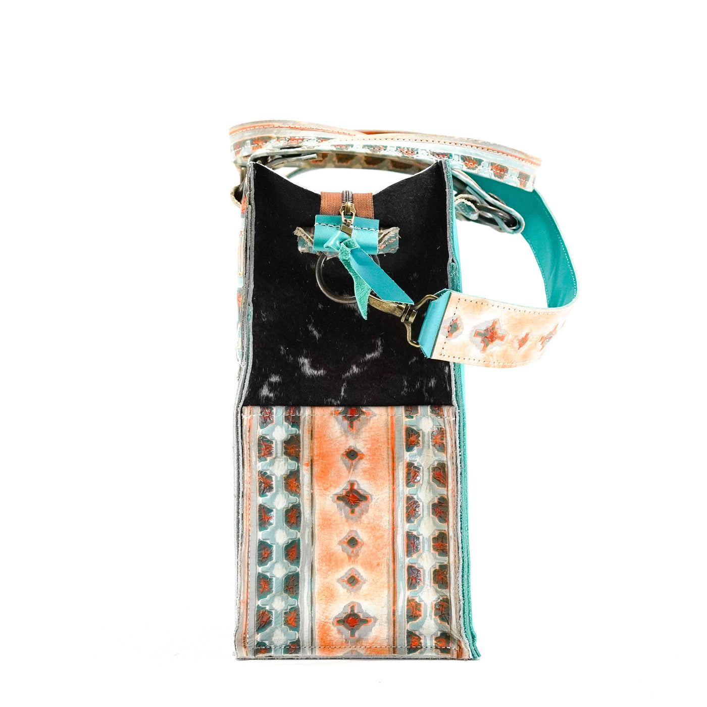 Clerk - Black & White w/ Mandarine Navajo-Clerk-Western-Cowhide-Bags-Handmade-Products-Gifts-Dancing Cactus Designs