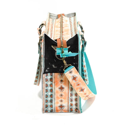 Clerk - Black & White w/ Mandarine Navajo-Clerk-Western-Cowhide-Bags-Handmade-Products-Gifts-Dancing Cactus Designs