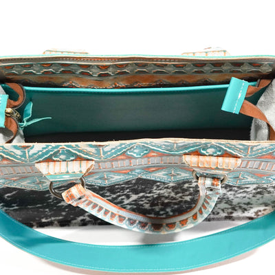 Clerk - Black & White w/ Mandarine Navajo-Clerk-Western-Cowhide-Bags-Handmade-Products-Gifts-Dancing Cactus Designs