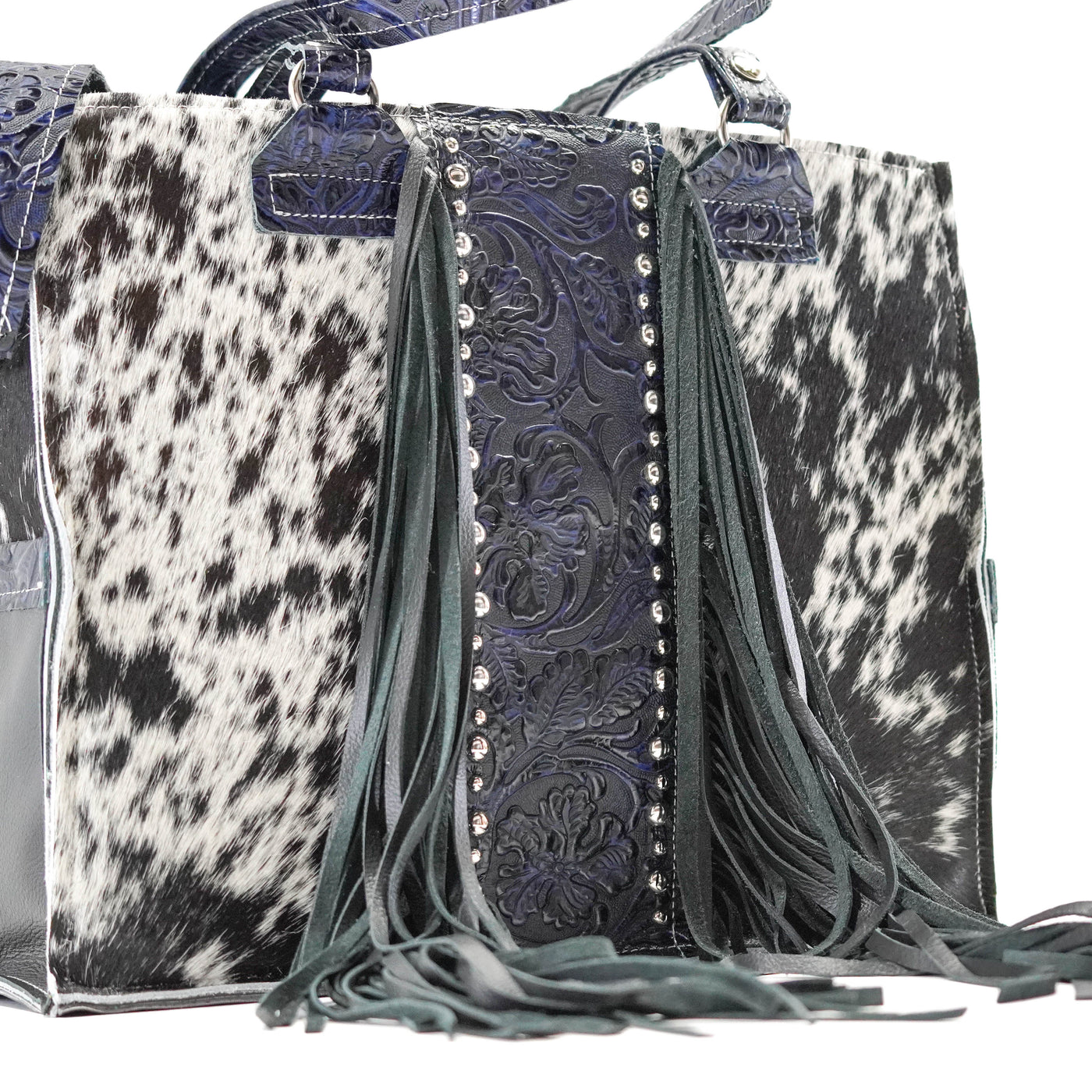 Clerk - Black & White w/ Midnight Tool-Clerk-Western-Cowhide-Bags-Handmade-Products-Gifts-Dancing Cactus Designs