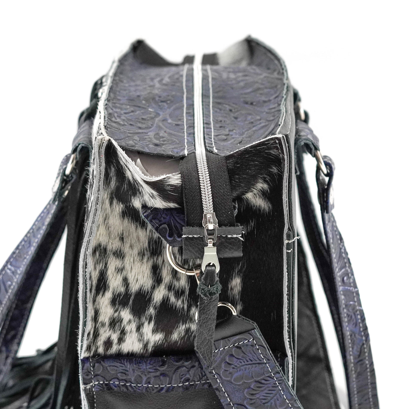Clerk - Black & White w/ Midnight Tool-Clerk-Western-Cowhide-Bags-Handmade-Products-Gifts-Dancing Cactus Designs