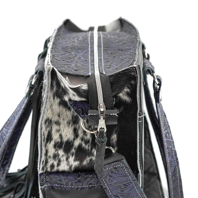Clerk - Black & White w/ Midnight Tool-Clerk-Western-Cowhide-Bags-Handmade-Products-Gifts-Dancing Cactus Designs