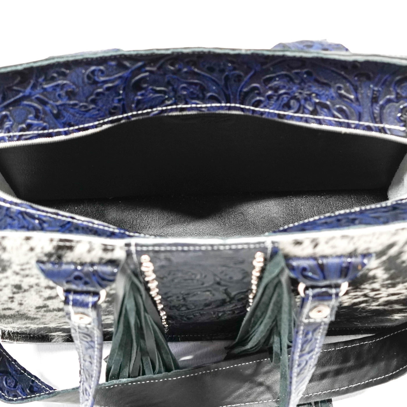 Clerk - Black & White w/ Midnight Tool-Clerk-Western-Cowhide-Bags-Handmade-Products-Gifts-Dancing Cactus Designs