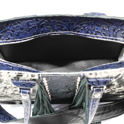 Clerk - Black & White w/ Midnight Tool-Clerk-Western-Cowhide-Bags-Handmade-Products-Gifts-Dancing Cactus Designs