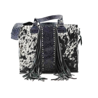 Clerk - Black & White w/ Midnight Tool-Clerk-Western-Cowhide-Bags-Handmade-Products-Gifts-Dancing Cactus Designs