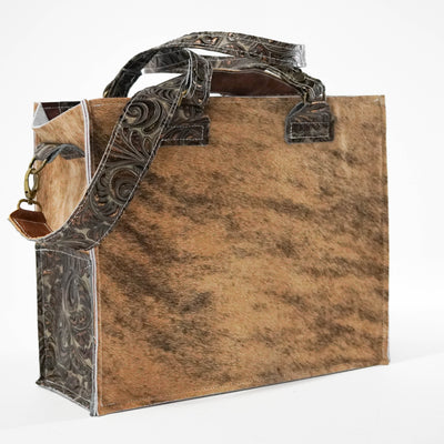 Clerk - Brindle w/ Bronzed Caracole-Clerk-Western-Cowhide-Bags-Handmade-Products-Gifts-Dancing Cactus Designs