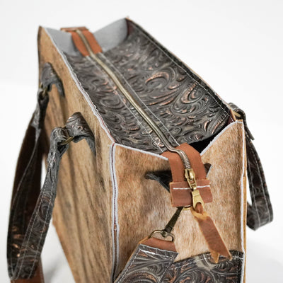 Clerk - Brindle w/ Bronzed Caracole-Clerk-Western-Cowhide-Bags-Handmade-Products-Gifts-Dancing Cactus Designs
