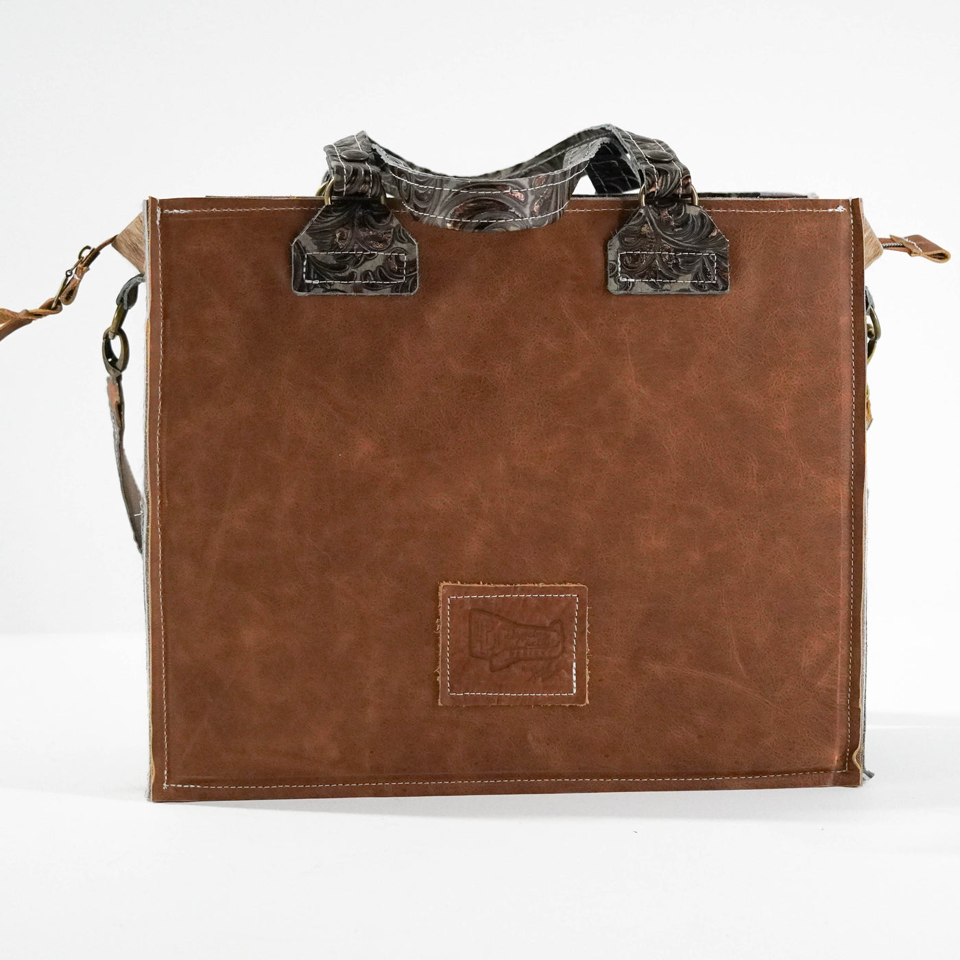 Clerk - Brindle w/ Bronzed Caracole-Clerk-Western-Cowhide-Bags-Handmade-Products-Gifts-Dancing Cactus Designs