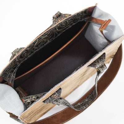 Clerk - Brindle w/ Bronzed Caracole-Clerk-Western-Cowhide-Bags-Handmade-Products-Gifts-Dancing Cactus Designs